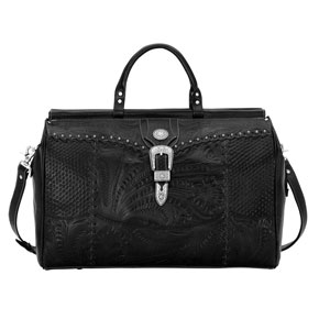 American West Retro Romance Leather Western Duffel Bag - Black - Western Luggage | Spur Western Wear