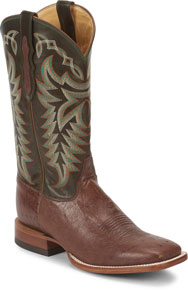 Justin Pascoe Smooth Ostrich Western Boot - Kango Brown & Green - Men's Western Boots | Spur Western Wear