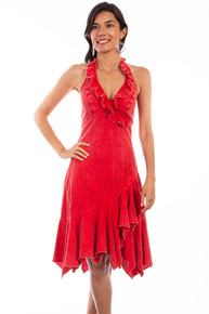Scully Cantina Ruffled Halter Dress - Red - Ladies' Western Skirts And Dresses | Spur Western Wear