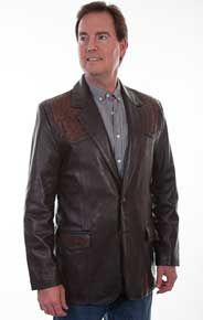 Scully Italian Leather Blazer - Chocolate - Men's Leather Western Vests and Jackets | Spur Western Wear