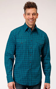 Roper Tiles Print Long-Sleeve Snap Front Western Shirt  - Men's Cowboy Shirts | Spur Western Wear