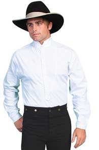 This White Shirt Features A White Stand-Up Collar And set in bib.  Pull Over with a button Placket.  This is a Smart Black Stripe That Is Guaranteed To Turn The Ladies Heads. Big And Tall Sizes Available.