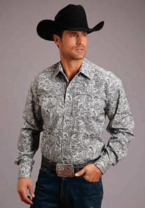 Stetson Grey Saddle Paisley Western Shirt- Big & Tall, - Men's Western Shirts | Spur Western Wear