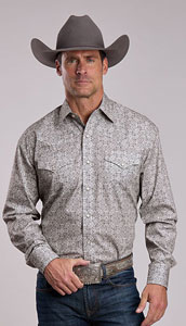 Stetson Grey Bandana Print Western Shirt, - Men's Western Shirts | Spur Western Wear