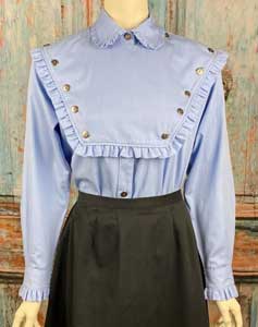 Frontier Classics "Amarillo" Blouse - Blue ,The "Amarillo"Bib shirt for Ladies, - Ladies' Old West Clothing | Spur Western Wear