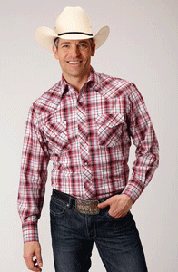 Roper Plaid Long Sleeve Snap Front Western Shirt - Red - Big & Tall,- Men's Western Shirts | Spur Western Wear
