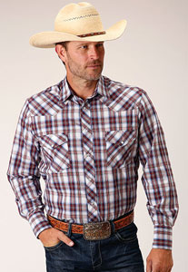 Roper Plaid Long Sleeve Snap Front Western Shirt - Wine - Big & Tall ,- Men's Western Shirts | Spur Western Wear