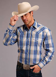 Stetson Blue Plaid Long Sleeve Snap Front Western Shirt , - Men's Western Shirts | Spur Western Wear