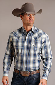 Stetson Blue Plaid Long Sleeve Snap Front Western Shirt , - Men's Western Shirts | Spur Western Wear