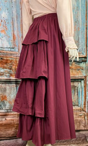 Frontier Classics Bustle Skirt - Burgandy - Ladies' Old West Skirts and Dresses | Spur Western Wear