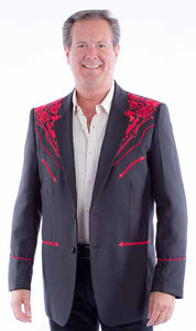 Scully Embroidered Sport Coat - Black with Red- Men's Western Suit Coats, Suit Pants, Sport Coats, Blazers | Spur Western Wear