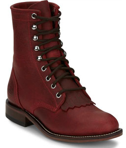 AJustin McKean Lace-up Roper Western Boot - Red Ladies | Spur Western Wear