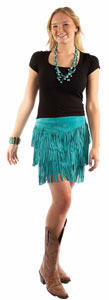 Scully Boar Suede Leather Skirt - Turquoise- Ladies' Western Skirts And Dresses | Spur Western Wear