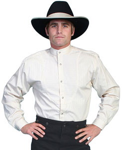 Scully Banded Collar Shirt - Natural - Men's Old West Shirts | Spur Western Wear