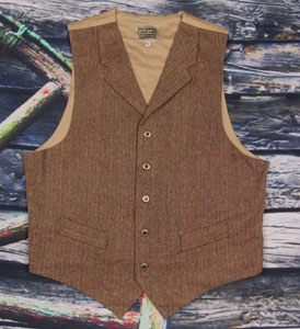 Old West Cattle Baron Vest In Brown Herringbone in tall sizes , Men's Old West Vests and Jackets | Spur Western Wear