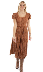 Scully Honey Creek Capsleeve Lace Front Dress -HC959Rust,- Ladies' Western Skirts And Dresses | Spur Western Wear
