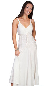 Scully Honey Creek Spaghetti Strap Dress - Ivory,- Ladies' Western Skirts And Dresses | Spur Western Wear