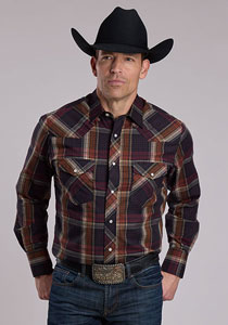 Roper Plaid Long Sleeve Snap Front Western Shirt -Brown Plaid - Men's Western Shirts | Spur Western Wear