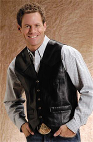 Roper Lamb Leather Western Vest - Black - Men's Leather Western Vests and Jackets | Spur Western Wear