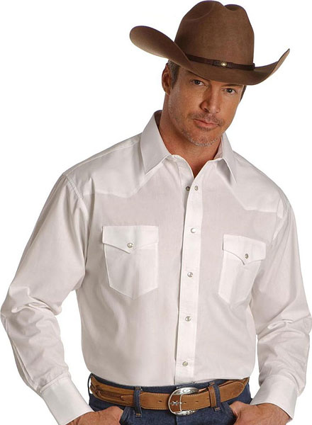 Wrangler Long Sleeve Western Shirt White Men s Western Shirts Spur Western Wear