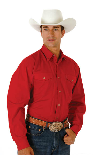 Roper Poplin Long Sleeve Two Pocket Button Front Western Shirt