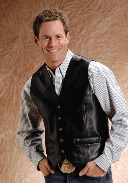Roper Lamb Leather Western Vest - Black - Tall Sizes - Men's