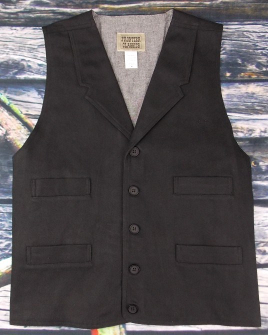 Frontier Classics Gunfighter Vest - Black , Men's Old West Vests 