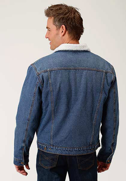 Roper Sherpa-Lined Denim Jacket - Blue 
