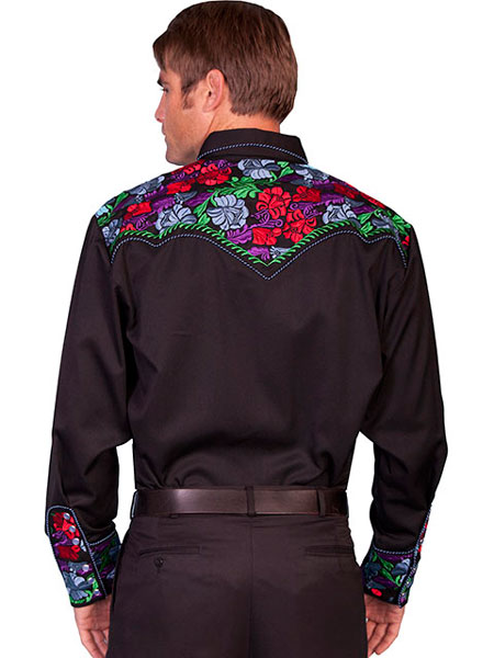 Bullhide Men's PBR Embroidered Black Western Shirt