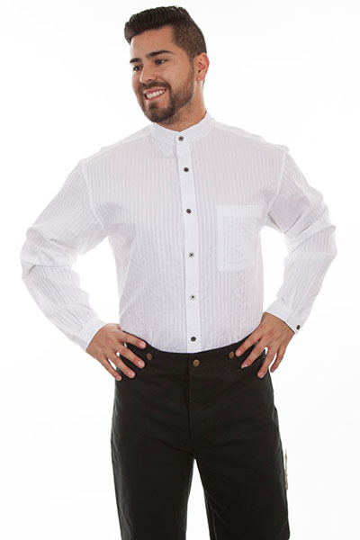 Scully Striped Old West Shirt - White - Men's Old West Shirts