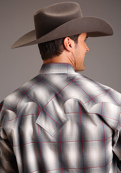 Stetson Ombre Plaid Long Sleeve Snap Front Western Shirt, - Men's ...