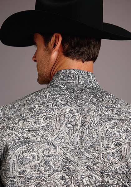Stetson Grey Saddle Paisley Western Shirt- Big & Tall, - Men's Western ...