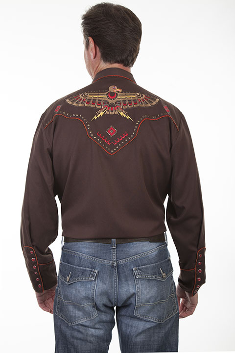 Scully Thunderbird Western Shirt - Brown- Style# 05-P-667BRN