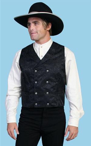 Wah Maker Silk Double Breasted Vest - Black - Men's Old West Vests And  Jackets