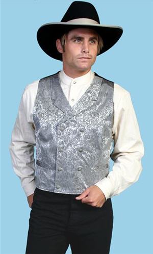 Wah Maker Silk Double Breasted Vest - Grey - Men's Old West Vests And ...