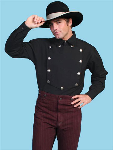 Scully Bib Front Shirt - Black - Men's Old West Shirts | Spur Western Wear,old western reenactment clothing