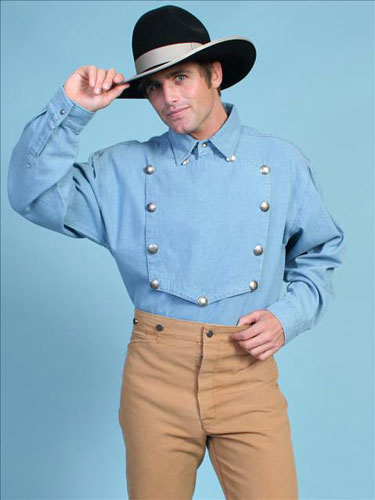 Download Scully Bib Front Shirt - Light Blue - Men's Old West ...