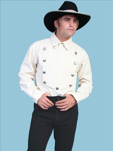 Scully Bib Front Shirt - Natural - Men's Old West Shirts,old western reenactment clothing, Spur Western Wear