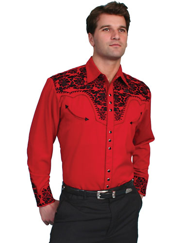 men's shirt with red roses