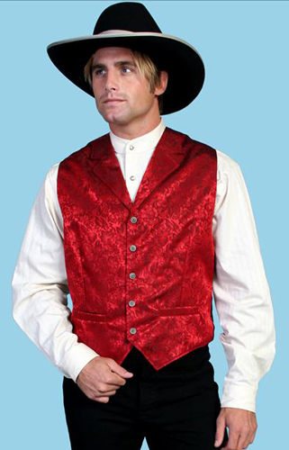 Wah Maker Silk Floral Vest - Red - Men's Old West Vests And Jackets ...