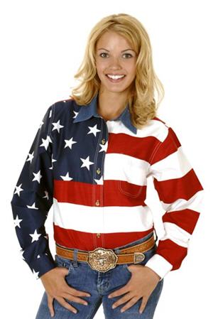 Roper American Flag Long Sleeve Button Front Western Shirt - Ladies' Western Shirts | Spur Western Wear
