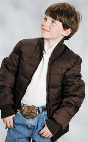 Roper Down Western Jacket - Brown - Boys' Down Western Vests and Jackets | Spur Western Wear