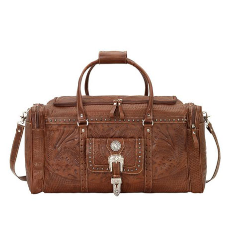 American West Retro Romance Leather Western Rodeo Bag - Antique Brown - Western Luggage | Spur Western Wear