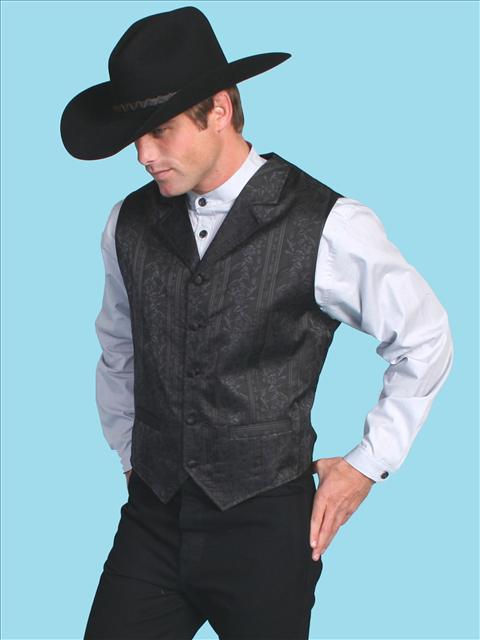 Scully Black Floral Stripe Vest - Men's Western Vests and Jackets ...
