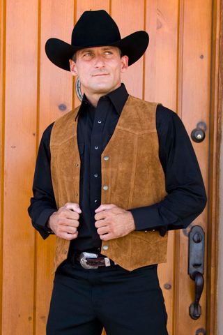 Cripple Creek Cow Suede Western Vest - Rust - Men's Leather Western Vests and Jackets | Spur Western Wear