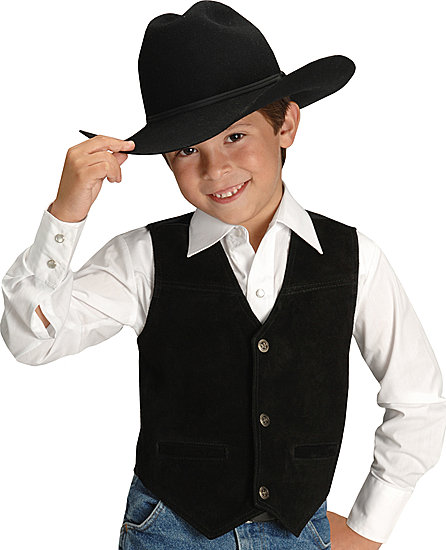 Roper Suede Leather Western Vest - Black - Boys' Leather Western Vests and Jackets | Spur Western Wear