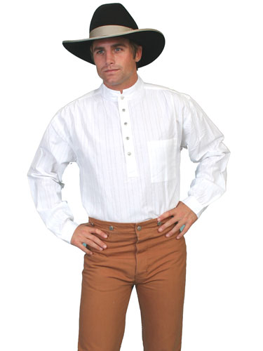 Scully Banded Collar Shirt - White - Men's Old West Shirts | Spur Western Wear