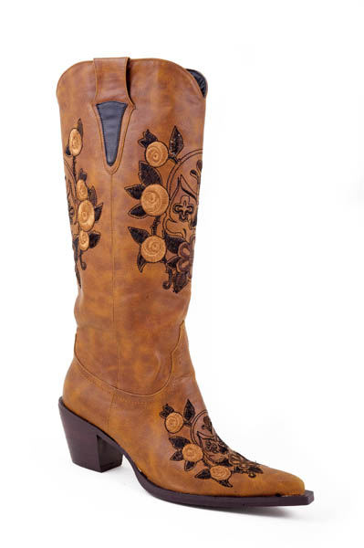 Roper Skull & Floral Embroidered Tall Cowgirl Boot - Kids' Western Boots | Spur Western Wear