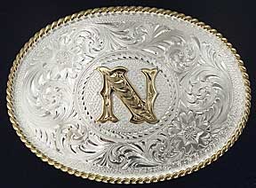 Montana Silversmiths Initial T Western Belt Buckle - Western Belt Buckles