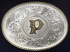 Montana Silversmiths Initial P Western Belt Buckle - Western Belt Buckles | Spur Western Wear